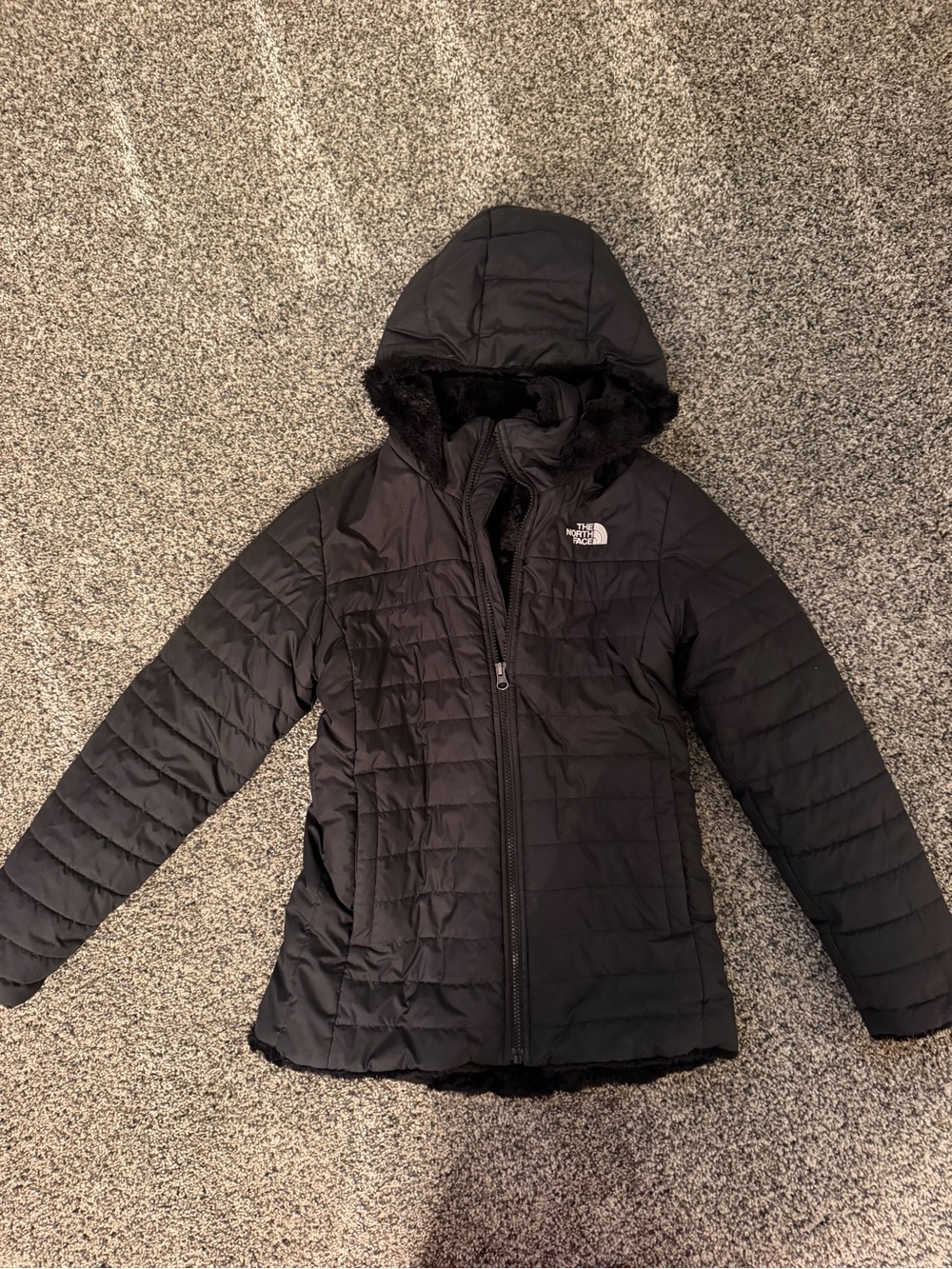 The North Face Girls Black Quilted Hooded Puffer Jacket